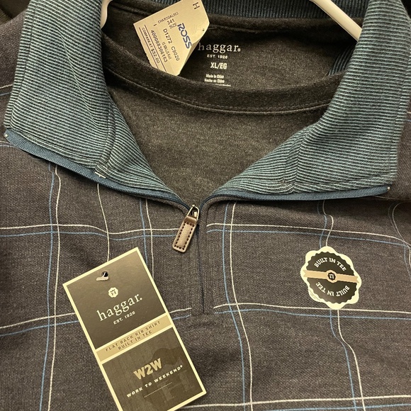 NWT HAGGAR Mens Mock CrewNeck Long Sleeve Qtr Zip Sweater Charcoal Gray XL - Picture 5 of 8